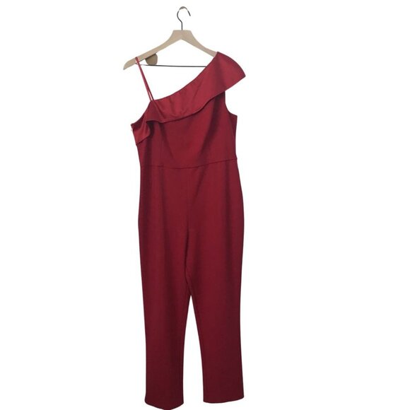 Adrianna Papell One Shoulder Jumpsuit Red 14 - Picture 11 of 16